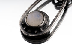 Oxidized Sterling Silver Moonstone Pendant: Boho Sun/Moon Jewelry