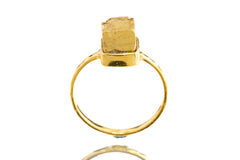 Gold Plated Pyrite Ring: Hammered Sterling Silver Band, Size 6.25