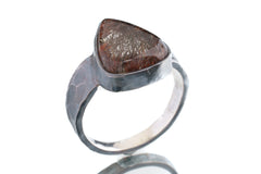 Copper Rutile Quartz Ring: Hammered Oxidized Sterling Silver, Size 11 1/2