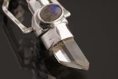 Spinning Crystal Pendant: Himalayan Quartz, Amethyst, Aquamarine, Labradorite, Apatite, Sterling Silver