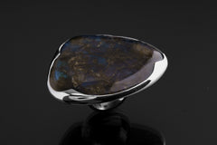 Blue Labradorite Sterling Silver Ring - Adjustable Size 5-10