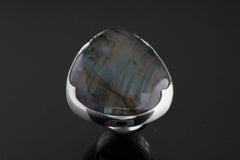 AAA Blue Labradorite Sterling Silver Ring - Adjustable Size 5-10