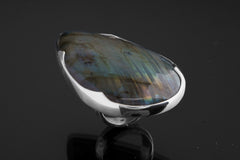 AAA Blue Labradorite Sterling Silver Ring - Adjustable Size 5-10
