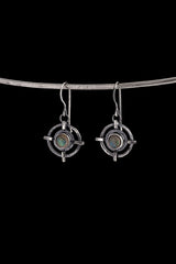 Rainbow Labradorite Earrings: Oxidized Sterling Silver, Rustic Boho