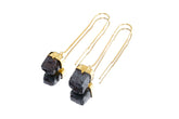 Golden Pyrite dangle earrings in gold-plated 925 sterling silver with bezel-set metallic stones and fine hook wires.