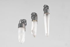 Oxidized Sterling Silver Quartz Point Pendant: Australian Fossicked Crystal Necklace