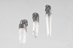 Oxidized Sterling Silver Quartz Point Pendant: Australian Fossicked Crystal Necklace