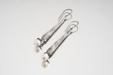 Natural Pearl Dangle Earrings: Oxidized Sterling Silver Boho Jewelry
