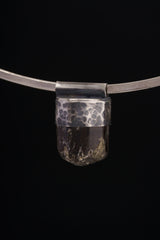 Himalayan Black Dravite Tourmaline Pendant: Textured Sterling Silver Crystal Necklace