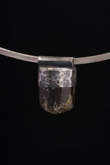 Himalayan Black Dravite Tourmaline Pendant: Textured Sterling Silver Crystal Necklace