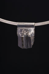 Himalayan Black Tourmaline Pendant: Oxidized Sterling Silver Crystal Necklace