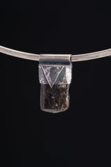 Himalayan Black Tourmaline Pendant: Textured Sterling Silver Crystal Necklace