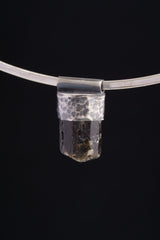 Himalayan Black Tourmaline Pendant: Textured Sterling Silver Crystal Necklace