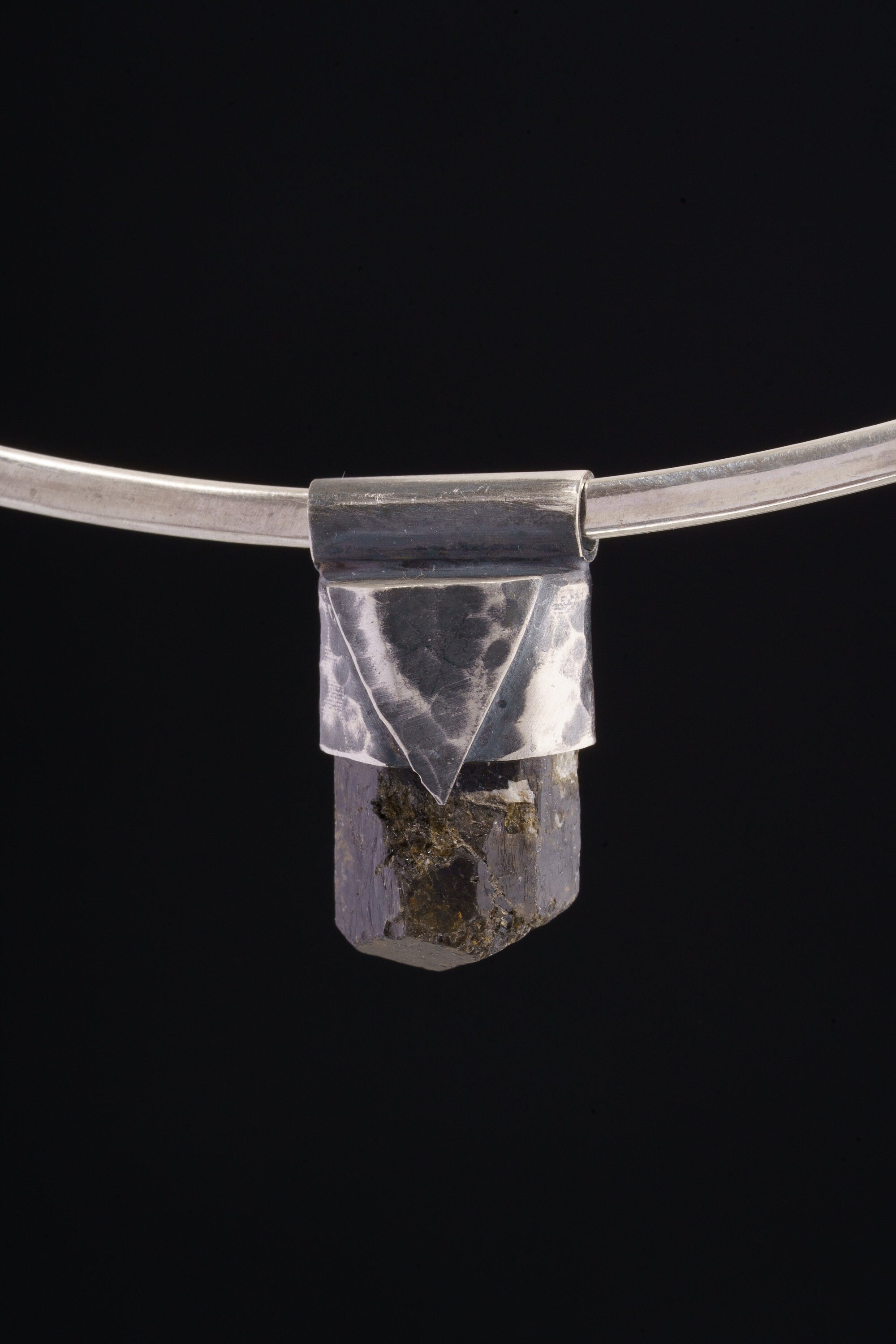 Himalayan Black Tourmaline Pendant: Sterling Silver Crystal Necklace