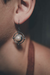 Oxidized Sterling Silver South Sea Pearl Earrings: Rustic Boho Jewelry
