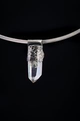 Nepali Chlorite Quartz & South Sea Pearl Pendant: Oxidized Sterling Silver
