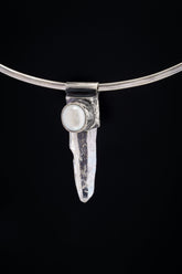 Nepali Quartz & South Sea Pearl Pendant: Oxidized Sterling Silver
