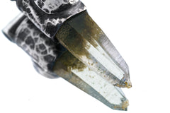 Chlorite Laser Quartz Point Pendant: South Sea Pearl, Oxidized Sterling Silver