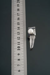 Nepal Clear Quartz South Sea Pearl Stack Pendant shown beside a ruler for scale with 2.5 mm tubular bail.
