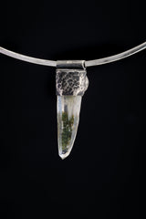 Nepali Chlorite Quartz Pendant: South Sea Pearl, Oxidized Sterling Silver