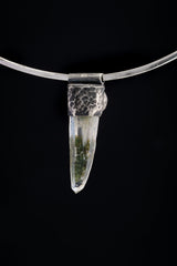 Nepali Chlorite Quartz Pendant: South Sea Pearl, Oxidized Sterling Silver