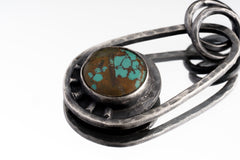 Royston Turquoise Sterling Silver Pendant: Oxidized Sun & Moon Boho Design