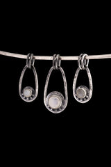 Oxidized Sterling Silver Moonstone Pendant: Boho Sun/Moon Jewelry