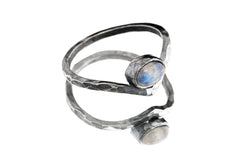 Moonstone Stack Band Ring 925 Sterling Silver Slim Stacking Ring June Birthstone Third Eye Chakra Cancer Libra Gift