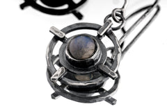 Rainbow Labradorite Earrings: Oxidized Sterling Silver, Rustic Boho