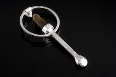 Citrine Point spoon pendant shown on dark background with solid 925 sterling silver and warm golden crystal detail.