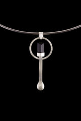 Black Tourmaline Sterling Silver Spoon Pendant: Hand-Hammered Crystal Necklace