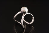 Adjustable Sterling Silver Ring: South Sea Pearl, Open Back (Sizes 5-9 US)