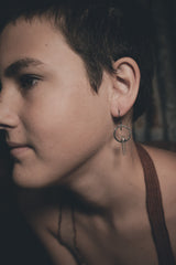 Oxidized Sterling Silver Aquamarine Wand Dangle Hoop Earrings