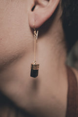 Himalayan Dravite Tourmaline Dangle Earrings: Gold-Plated Sterling Silver