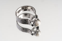 Oxidized Sterling Silver Basra Pearl Ring: Mesopotamian Design