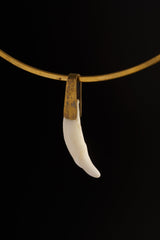 Vintage Tooth - Hammer Textured - Pivoting Brass Pin bail - One Fang Pendant