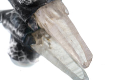 Close-up of Nepal Clear Quartz showing natural crystal point, subtle inclusions, and oxidized sterling silver setting.