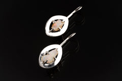 Australian Opal Chip Earrings: Sterling Silver Halo, Pisces Gift