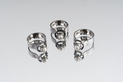 Group of A Grade Basra Pearl Rings shown on white background with textured oxidized sterling silver settings.