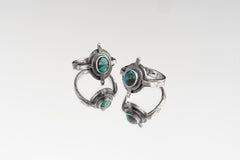Himalayan Turquoise Ring: Oxidized Sterling Silver, Rustic Textured Band