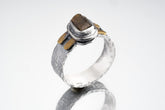 Sterling Silver Brown Tourmaline Ring: Hammered Brass Crystal Jewelry