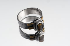 Sterling Silver Brown Tourmaline Ring: Hammered Brass Crystal Jewelry