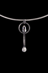 Himalayan Quartz Spoon Pendant: 925 Silver Oxidized Necklace