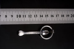 Raw Aquamarine sterling silver ritual spoon shown beside a ruler for scale with solid cast silver body.