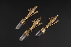 Shiva Himalayan Quartz Pendant: Hammered Brass Talisman