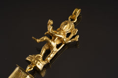 Dancing Shiva Gold Plated Brass Necklace: Himalayan Quartz Talisman Pendant