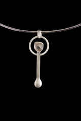 Himalayan Quartz Point Pendant: Hand-Hammered Sterling Silver Spoon Necklace