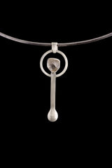 Clear Quartz spoon pendant shown on a silver choker with solid 925 sterling silver and bright crystal detail.
