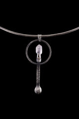 Vera Cruz Amethyst Sceptre Pendant: 925 Oxidized Silver Ceremonial Spoon