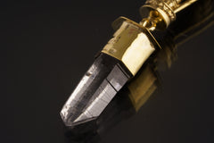 Shiva Himalayan Quartz Pendant: Hammered Brass Talisman